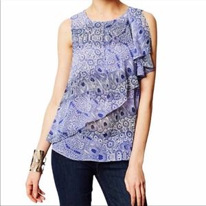 HD in Paris Anthropologie Purple Sun Garden Ruffle Sleeveless Blouse 6